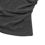 VIOLA ONE SHOULDER UNBALANCE SHIRRING HALF T (2Color)