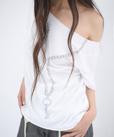 GLITTER KEY OFF SHOULDER - WHITE