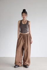 Applique Point Sweatpants - BROWN