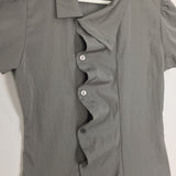 Unbalanced draping blouse (2color)