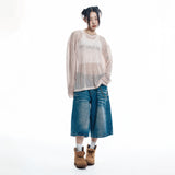 カットオフネットニット- BEIGE