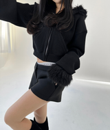(STRETCH♥/FLEECE♥) Y2Kウールローライズマイクロショートパンツ