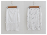 ソフト フラワー フリル トップ アンド ミディスカート セット (IVORY, BROWN 2COLORS!)