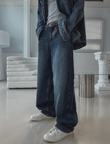 Kusi back band balloon denim pants