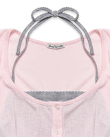 Halter Button T-Shirt (Pink)