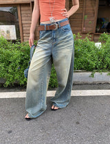 ローズワイドスクラッチヴィンテージデニムパンツ