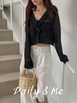 frill see-through cardigan(4color)