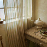woody green stripe chiffon curtain (135x230cm/stick type)