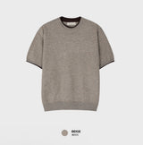 ルックローラーツートーンレイヤードクロップショートスリーブニット