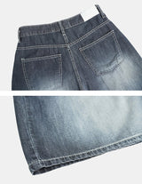 Grayish Washing Skater Half Pants