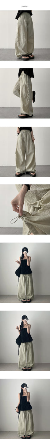 Litt Lace Side Line Nylon Wide Banding Pants
