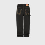 Ducks embroidery carpenter denim pants -1C