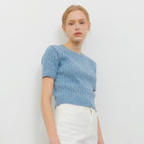 CABLE HALF KNIT SKY BLUE