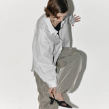 Essential pocket slit shirt  Light gray