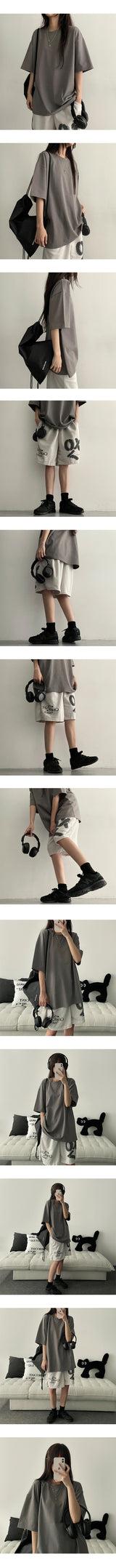 [A breathable fabric!] T-shirt with cool radish overfit short sleeves