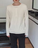 ウレン ウール ヘンリーネック ダブル ロングスリーブTシャツ