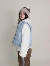 Teddy Ribbon Knot High Neck Cropped Padded Vest (6 ounces)