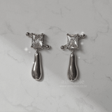 アーバンメタルドロップピアス - シルバー