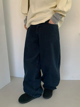 Hibom Washing Wide Balloon Denim Pants