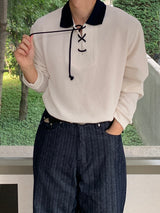 Striped Collar Knit T-Shirt