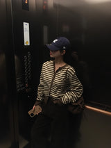 [BELLIDE MADE] ラッキー, ラウンドストライプカーディガン