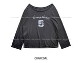 フィフティーピンタレストオフショルダー長袖Tシャツ