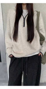 Niche Wide Hooded Wool Zip-Up Knitwear