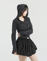 Wrap hooded crop top