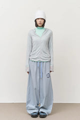 (W) Close Wrinkled Slit Top