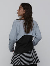 Striped Mini Skirt_Charcoal