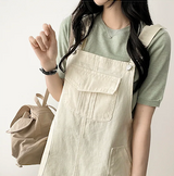 Monthly pocket suspender dress