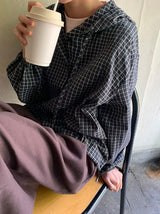 アティルチェックフード長袖シャツ