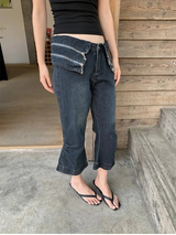 Zipper cuff waist bootcut capri pants