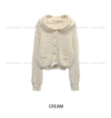 Winter Angora Knit Hooded Cardigan