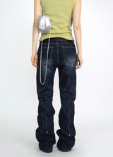back rivet boots cut denim pants