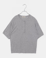 カリーヌリネンオーバーサイズフィットヘンリーネックオフショルダー半袖Tシャツ