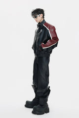 Embroidered Crest Biker Jacket