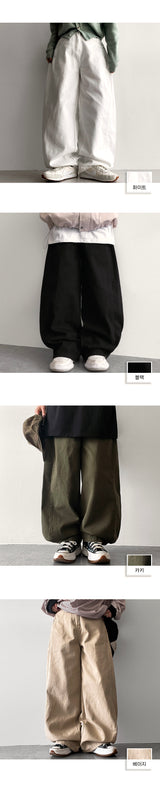 ロペルヘムスナップサイドピンタックコットンワイドパンツ