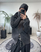 Terry Pigment Ribbed Knit Zip-Up