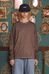 DYED ARGYLE LONG SLEEVE T SHIRT / BROWN