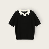 ASCLO Twist Open Collar Short Sleeve Knit (3color)