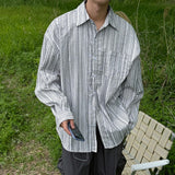 ASCLO Sleeve Shirring Point Stripe Shirt (3color)