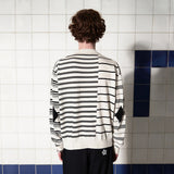 ARGYLE ELBOW STRIPE KNIT / IVORY