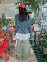 UnsocialNight original literary wool contrast colour フラワーアレンジメントプリントツイードジャケット detachableレースコート
