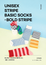 [3PACK] 1507 UNISEX STRIPE BASIC SOCKS - bold stripe