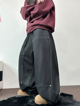 MINK🐻🧸RIVET STRING LONG WIDE PANTS 💙🖤2COLOR