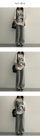 [Basic, Long/S-2XL] Right Back Banding Summer Semi-Wide Denim Pants