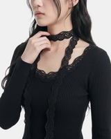 Sorin Lace Choker Knit Top