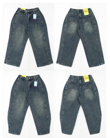 Allt Hem Snap Pin Tuck Washed Denim Wide Pants