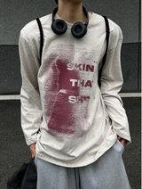 シークレットプリンティング長袖ルーズフィットTシャツ
